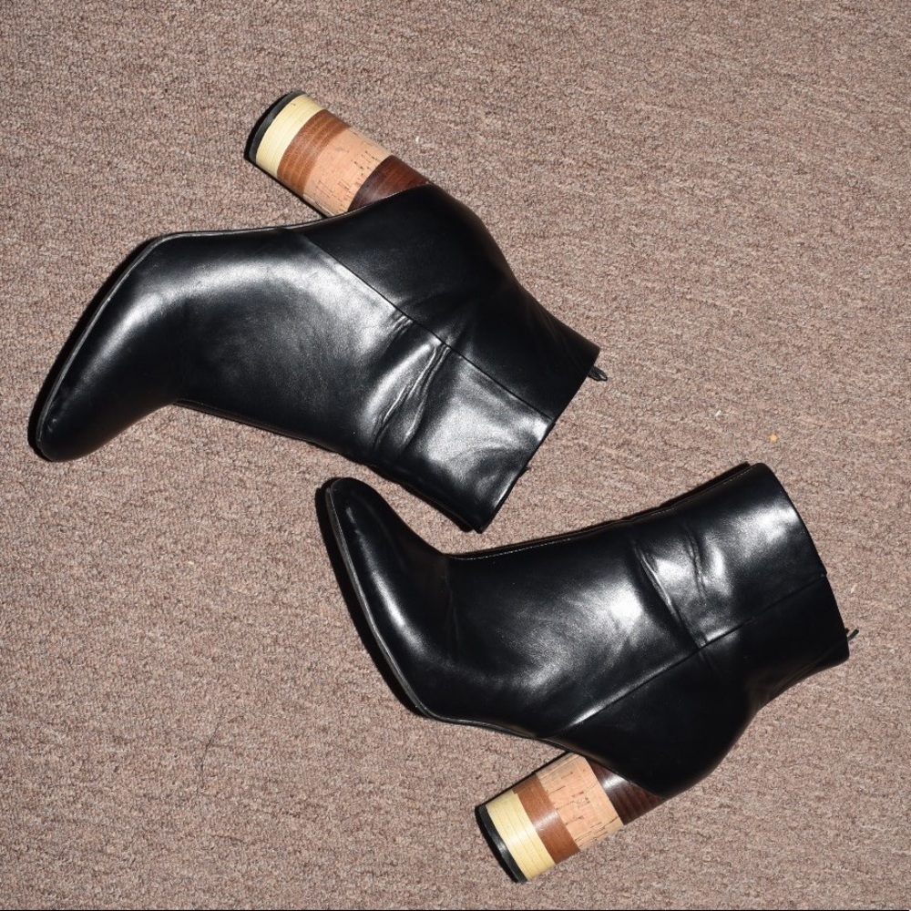 Striped Wood Bootie